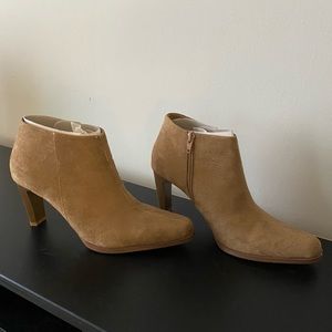Dark tan heeled booties